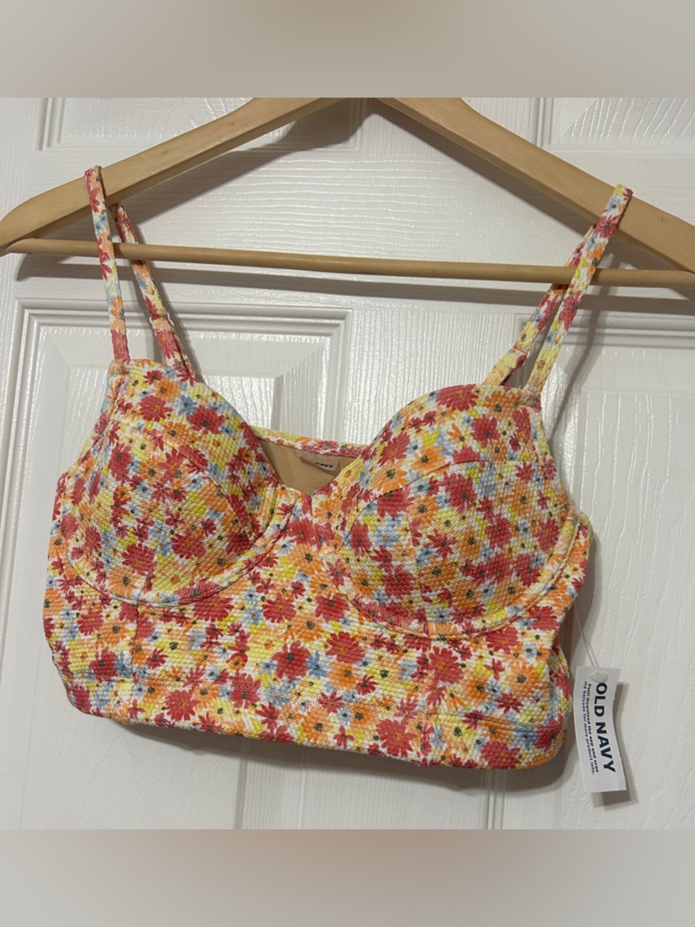 Old Navy Women’s Pique Longline Bikini Top Floral Swim NWT Size S